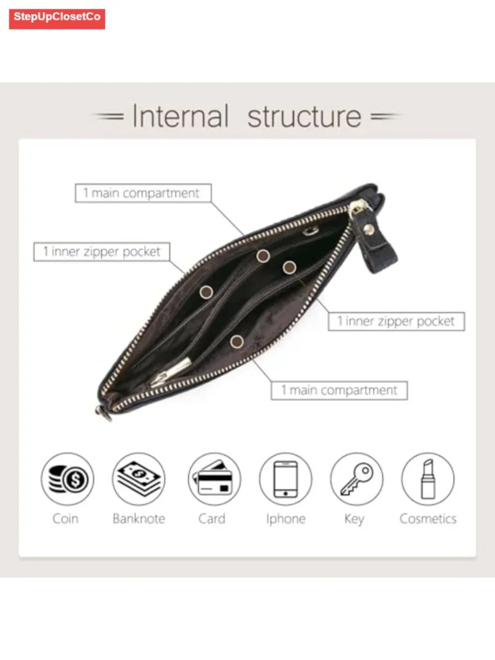 Genuine Leather Wristlet Wallet for Women with Detachable Strap